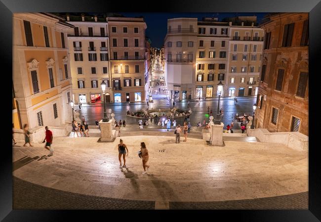 Spanish Steps and Square in Rome at Night Framed Print by Artur Bogacki