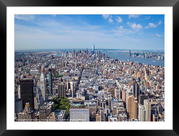 Exploring the Iconic NYC Skyline on a Perfect Day Framed Mounted Print by Stephen Young