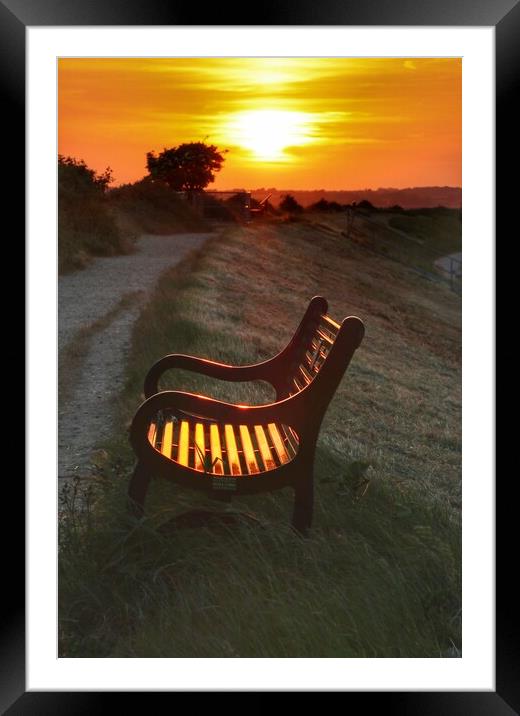 Best seat in the house at sunset in Brightlingsea  Framed Mounted Print by Tony lopez