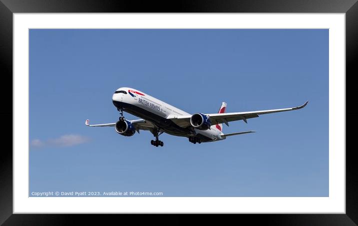 British Airways Airbus A350 Panorama Framed Mounted Print by David Pyatt