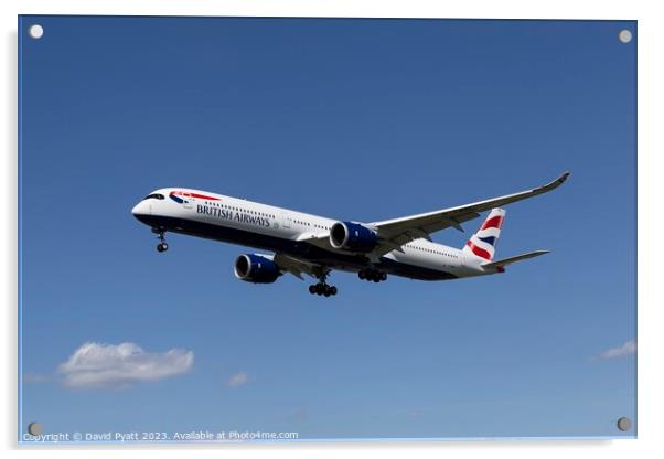 British Airways Airbus A350-1041         Acrylic by David Pyatt