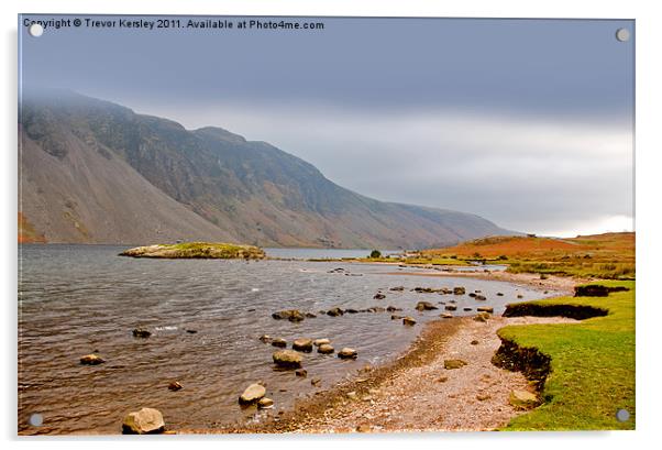 The Bleakness of Wast Water Acrylic by Trevor Kersley RIP
