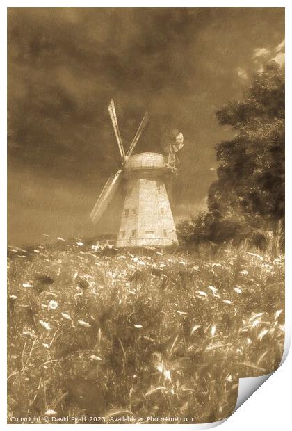 Windmill Of Vintage Days Print by David Pyatt