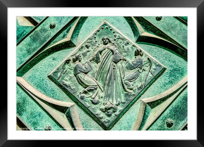 Door Assumption mage St Mary's Basilica Church Krakow Poland Framed Mounted Print by William Perry