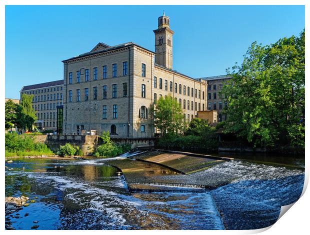 New Mill and River Aire, Saltaire Print by Darren Galpin