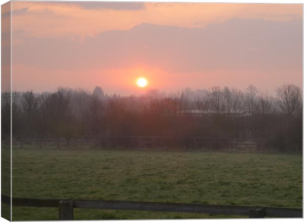 Glorious Sunrise Illuminates the Serene Countrysid Canvas Print by Simon Hill
