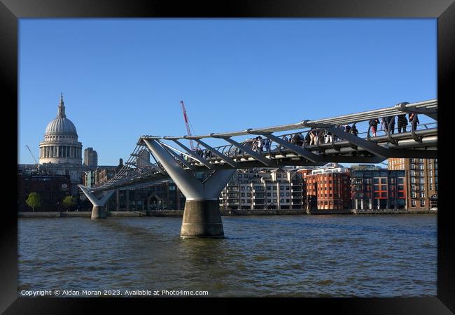 London's Iconic Millennium Bridge Framed Print by Aidan Moran