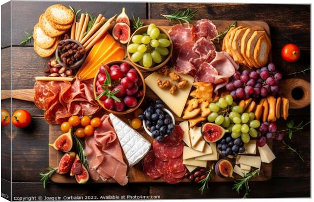 Cheese board and pork charcuterie. Ai generated. Canvas Print by Joaquin Corbalan