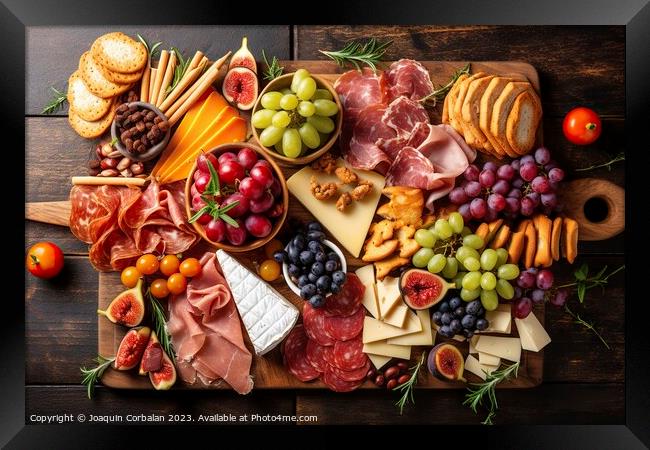 Cheese board and pork charcuterie. Ai generated. Framed Print by Joaquin Corbalan