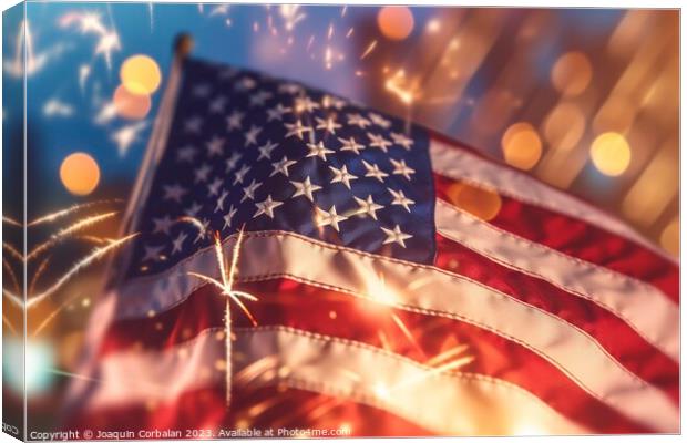 Celebration with patriotic american flag background. Ai generate Canvas Print by Joaquin Corbalan