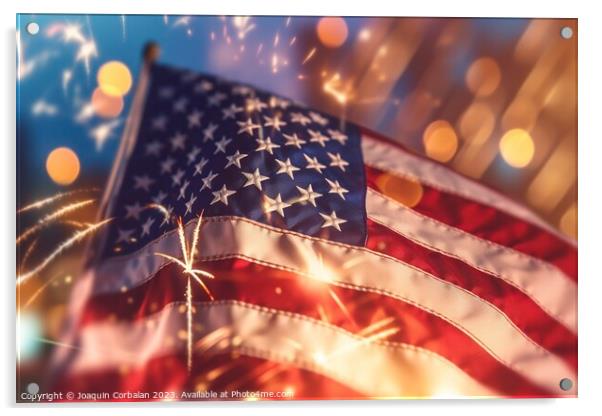 Celebration with patriotic american flag background. Ai generate Acrylic by Joaquin Corbalan