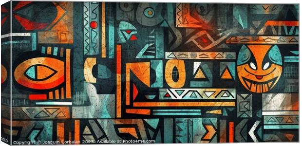 Immerse yourself in the captivating world of African abstraction through vibrant artistic drawings. AI Generated. Canvas Print by Joaquin Corbalan
