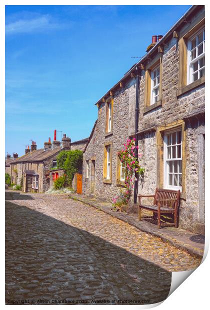 Grassington Cottages Print by Alison Chambers