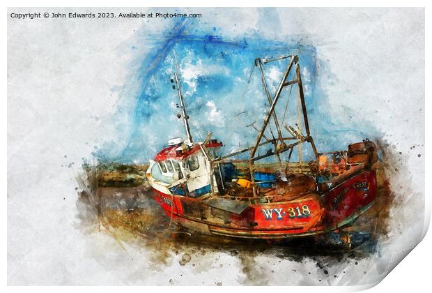 Lobster Fishing Boat at Brancaster Staithe Print by John Edwards