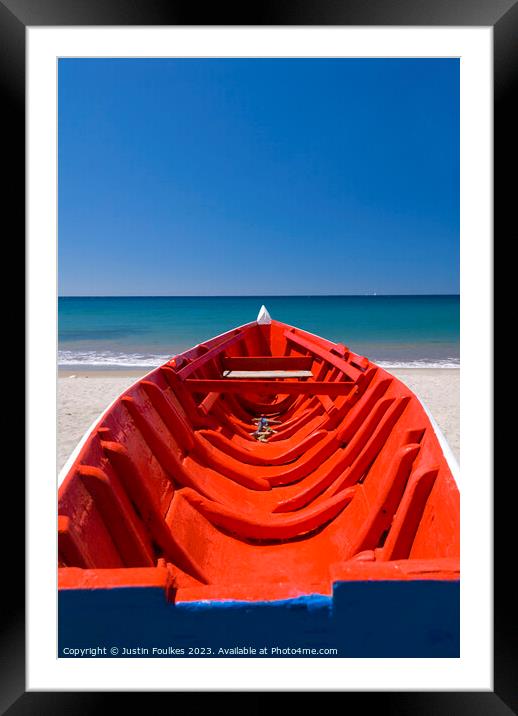 The red Boat, St Lucia, Caribbean Framed Mounted Print by Justin Foulkes