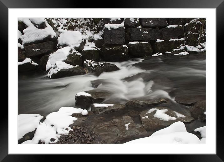 Snowy Waterfall Framed Mounted Print by Steve Purnell