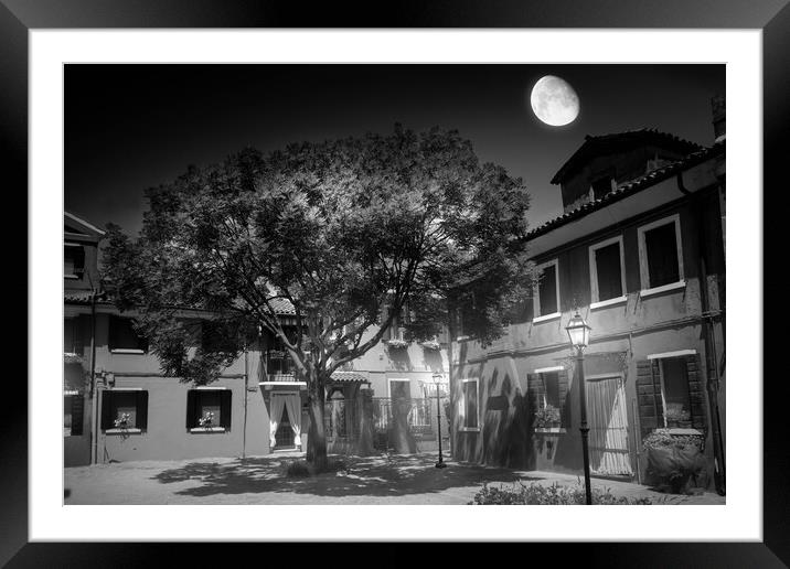 The Enchanting Night Courtyard of Burano Framed Mounted Print by Steven King