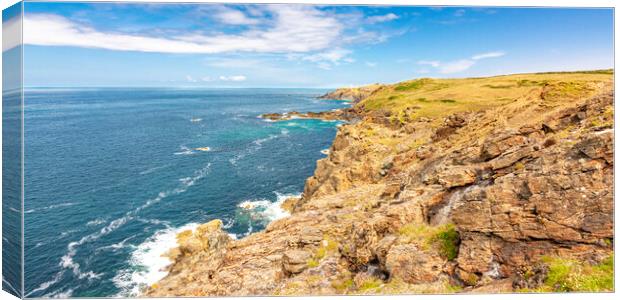 Boscaswell Cliffs Panormaic View Canvas Print by Malcolm McHugh