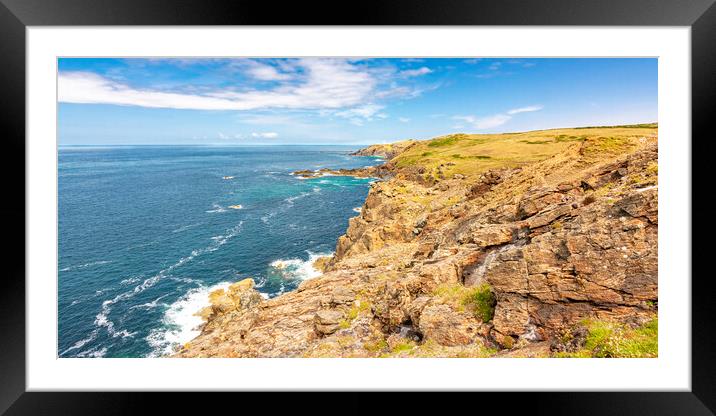 Boscaswell Cliffs Panormaic View Framed Mounted Print by Malcolm McHugh