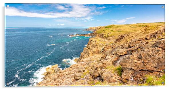 Boscaswell Cliffs Panormaic View Acrylic by Malcolm McHugh