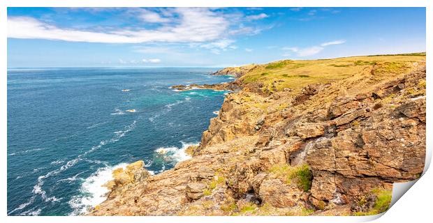 Boscaswell Cliffs Panormaic View Print by Malcolm McHugh