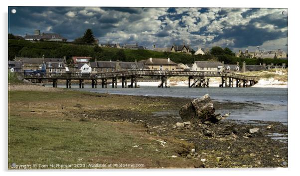 Lossiemouth Old Bridge and Wreck Acrylic by Tom McPherson