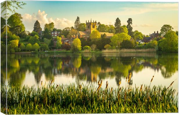 View across the Mere to the town of Ellesmere in Shropshire Canvas Print by Steve Heap
