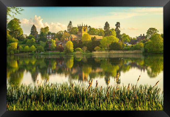 View across the Mere to the town of Ellesmere in Shropshire Framed Print by Steve Heap