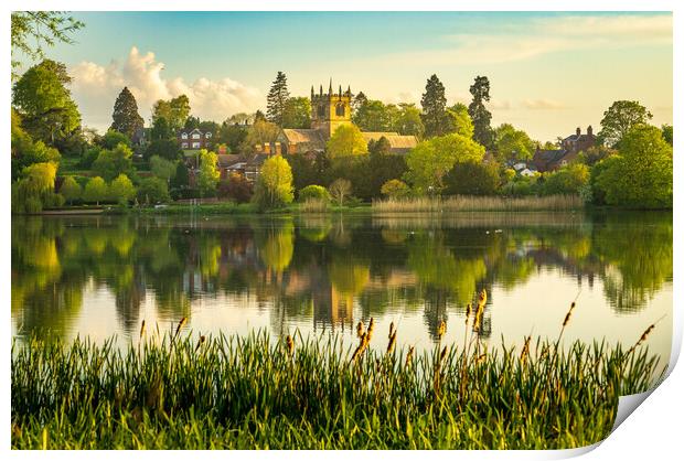 View across the Mere to the town of Ellesmere in Shropshire Print by Steve Heap
