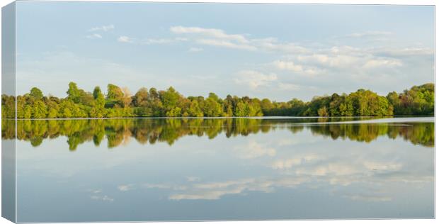 View across the Mere to a clear reflection of dist Canvas Print by Steve Heap