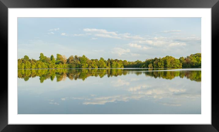 View across the Mere to a clear reflection of dist Framed Mounted Print by Steve Heap