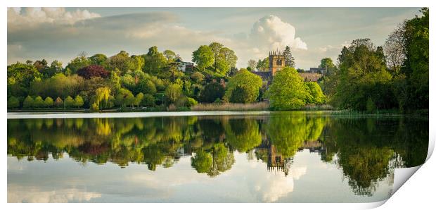Panorama across the Mere to the town of Ellesmere  Print by Steve Heap
