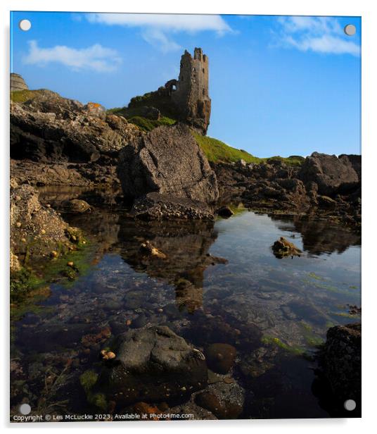 Dunure Castle Ayrshire Coast Acrylic by Les McLuckie