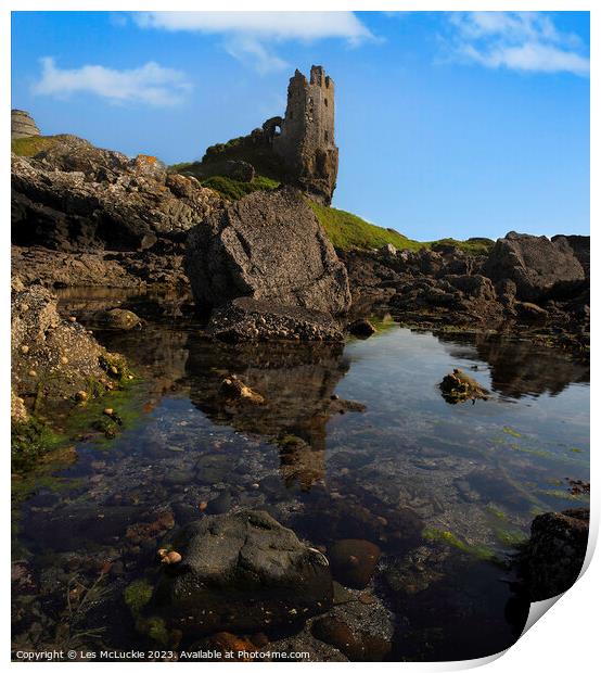 Dunure Castle Ayrshire Coast Print by Les McLuckie
