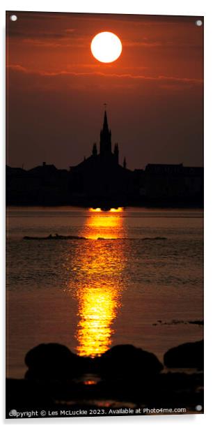 Saltcoats Sunset Acrylic by Les McLuckie