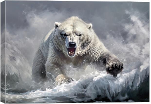 Angry Polar Bear Canvas Print by Brian Tarr