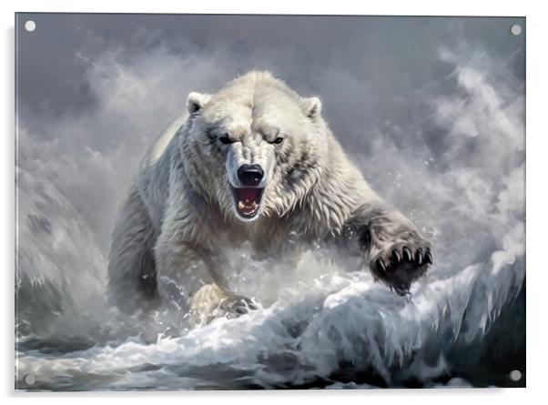 Angry Polar Bear Acrylic by Brian Tarr