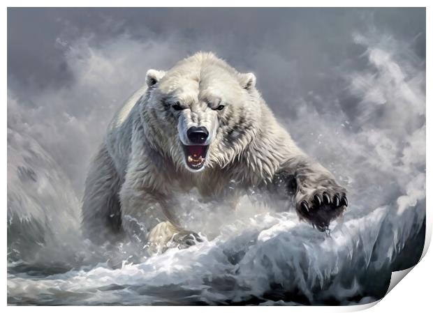 Angry Polar Bear Print by Brian Tarr