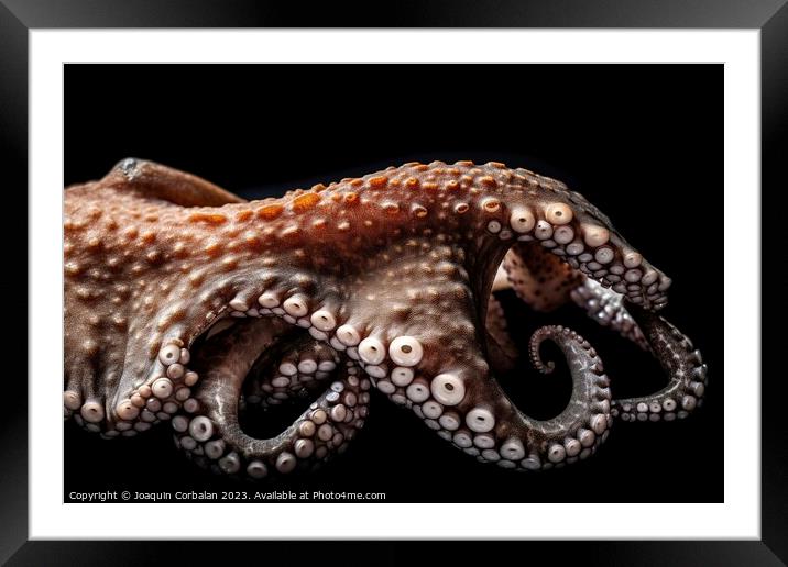 An octopus, in studio and black background. Ai generated. Framed Mounted Print by Joaquin Corbalan