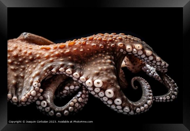 An octopus, in studio and black background. Ai generated. Framed Print by Joaquin Corbalan