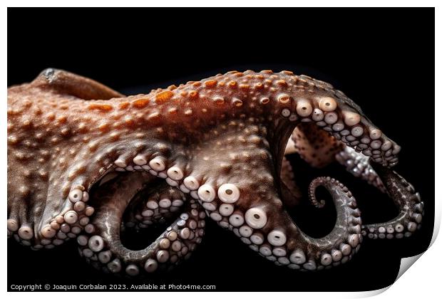 An octopus, in studio and black background. Ai generated. Print by Joaquin Corbalan