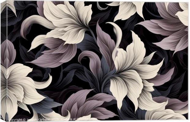 Design of a retro monochrome floral background.Ai generated Canvas Print by Joaquin Corbalan