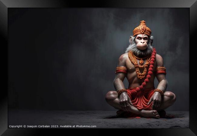 In a mesmerizing representation, the divine Hanuman, the courage Framed Print by Joaquin Corbalan