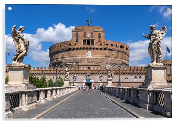 Castel Sant Angelo And Bridge In Rome Acrylic by Artur Bogacki