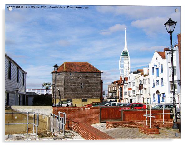 Old Portsmouth Flood Gates Acrylic by Terri Waters