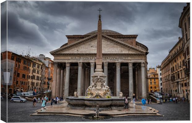 Pantheon and Fountain in City of Rome Canvas Print by Artur Bogacki