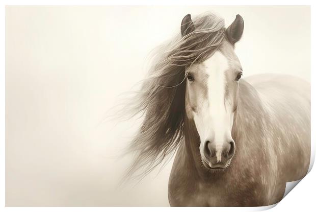 A close up of a Stallion with Majestic Mane Print by Massimiliano Leban