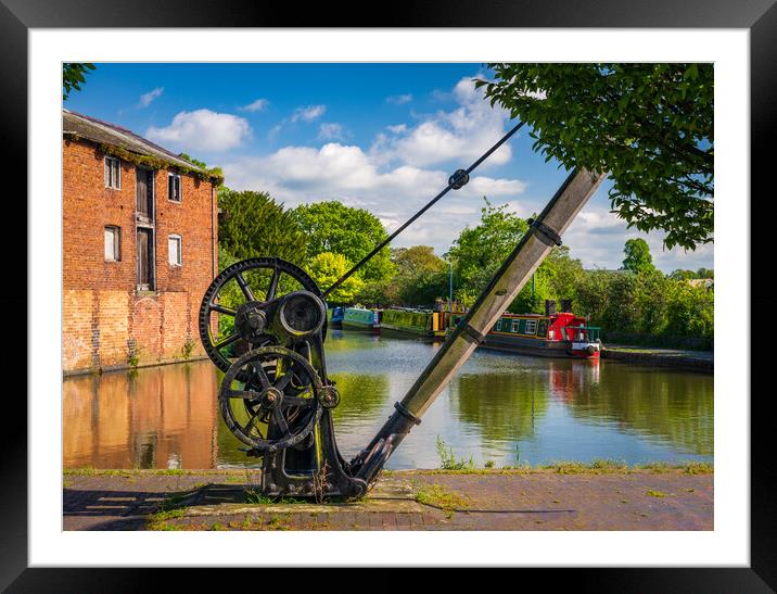 Colorful canal narrowboats in Ellesmere in Shropsh Framed Mounted Print by Steve Heap