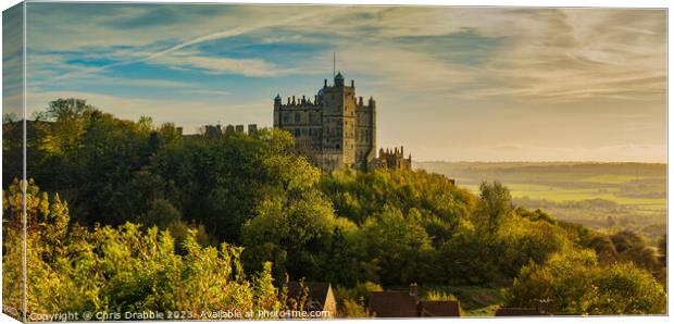 Bolsover Castle at close of day Canvas Print by Chris Drabble