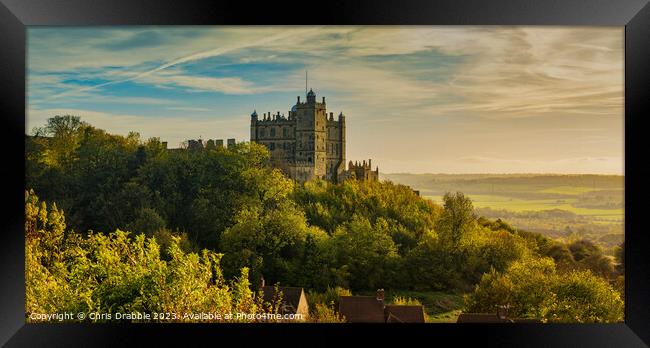 Bolsover Castle at close of day Framed Print by Chris Drabble